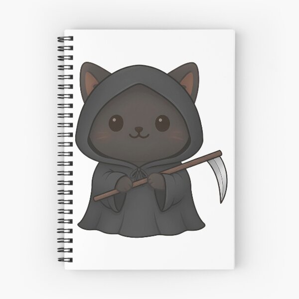 Item preview, Kawaii Grim Reaper Cat - Cute Black Cat Kitten in Grim Reaper Cloak designed and sold by Minimochi Art.