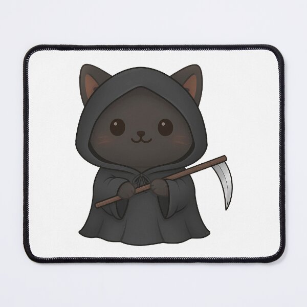 Item preview, Kawaii Grim Reaper Cat - Cute Black Cat Kitten in Grim Reaper Cloak designed and sold by Minimochi Art.