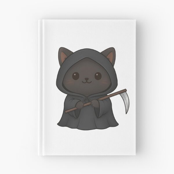 Item preview, Kawaii Grim Reaper Cat - Cute Black Cat Kitten in Grim Reaper Cloak designed and sold by Minimochi Art.