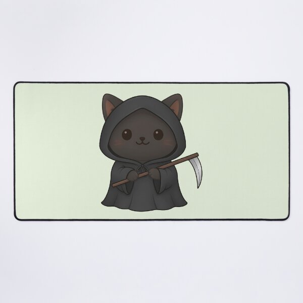 Item preview, Kawaii Grim Reaper Cat - Cute Black Cat Kitten in Grim Reaper Cloak designed and sold by Minimochi Art.
