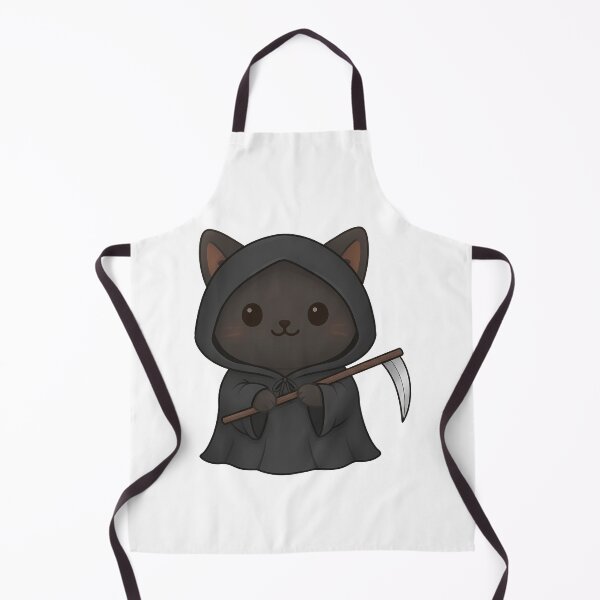 Item preview, Kawaii Grim Reaper Cat - Cute Black Cat Kitten in Grim Reaper Cloak designed and sold by Minimochi Art.