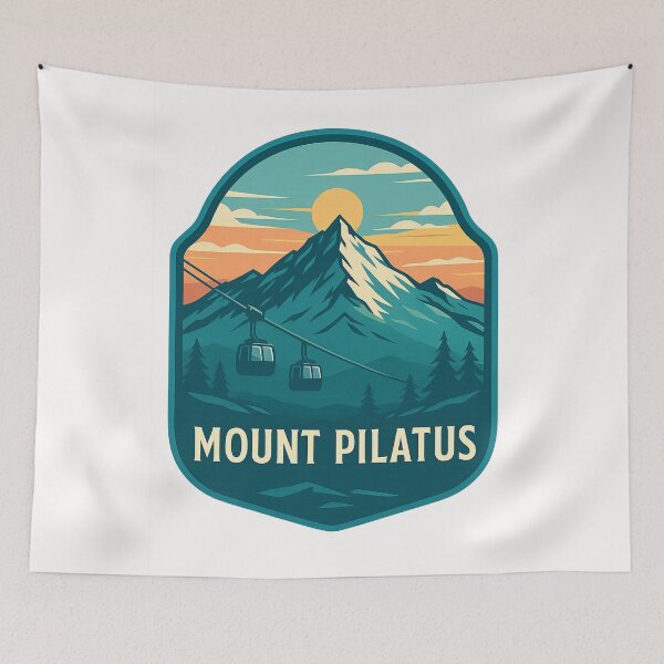 Item preview, Sunset Over Mount Pilatus and Alpine Gondolas, Switzerland designed and sold by Places On Earth.