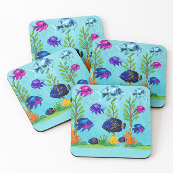 Item preview, "Aquatic Life in a Dreamy Lagoon" "Nine Fish Floating Through Ocean Calm" Each one evokes the visual rhythm and poetic vibe of your artwork.  designed and sold by MayaMaliStudio.