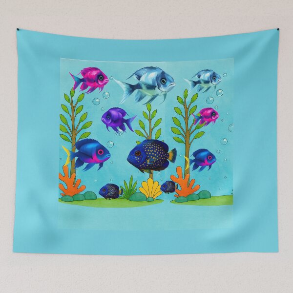 Item preview, "Aquatic Life in a Dreamy Lagoon" "Nine Fish Floating Through Ocean Calm" Each one evokes the visual rhythm and poetic vibe of your artwork.  designed and sold by MayaMaliStudio.