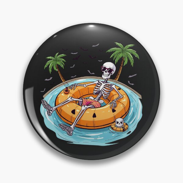 Item preview, Neon Skeleton on Jack-O’-Lantern Pool Float | Summer Halloween Cartoon designed and sold by ColorSplash123.