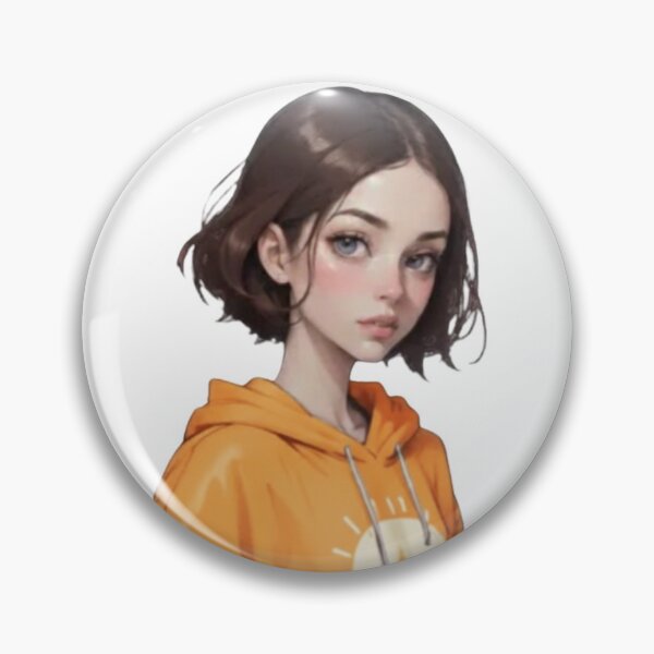 Item preview, Cute Anime Girl in Orange Hoodie with Sun Logo Sticker designed and sold by TheRosyCanvas.