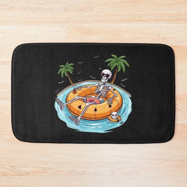 Item preview, Neon Skeleton on Jack-O’-Lantern Pool Float | Summer Halloween Cartoon designed and sold by ColorSplash123.