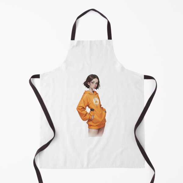 Item preview, Cute Anime Girl in Orange Hoodie with Sun Logo Sticker designed and sold by TheRosyCanvas.