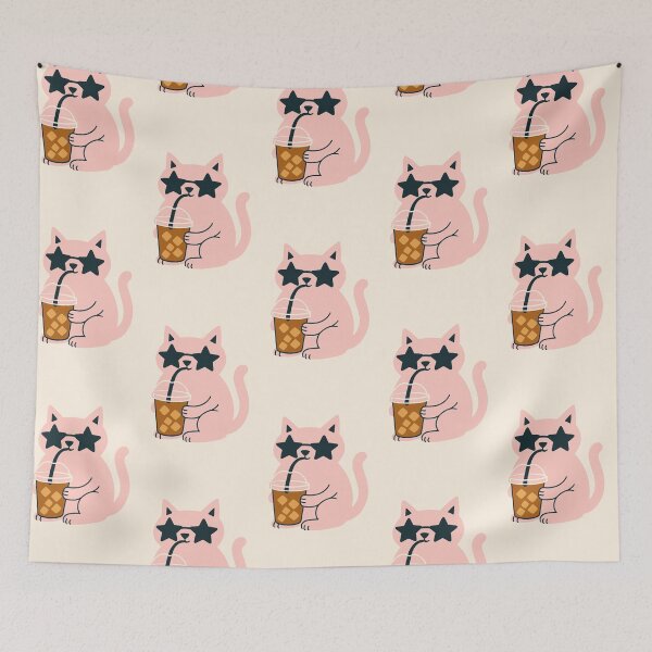 Item preview, Cool pink Cat Sips Iced Coffee designed and sold by Sadeem Studio.