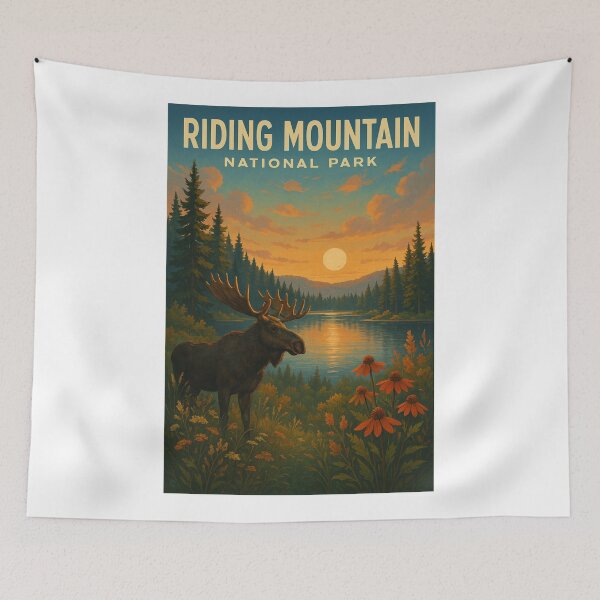 Item preview, Moose and Sunset at Riding Mountain National Park, Manitoba designed and sold by Aryabek.