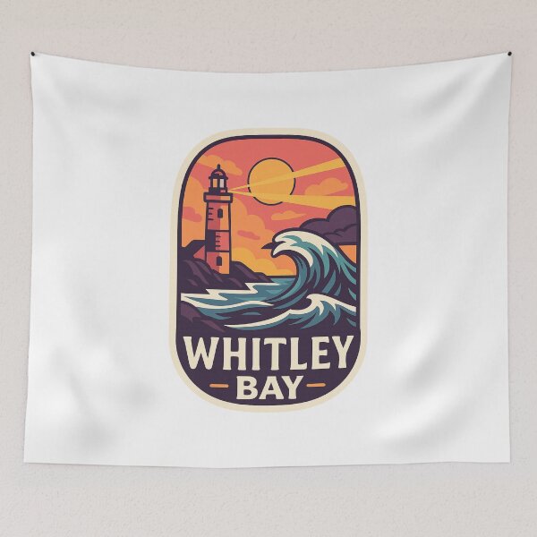 Item preview, Sunset Beacon and Crashing Wave at Whitley Bay, North East England designed and sold by Aryabek.