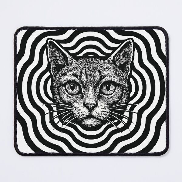 Item preview, Hypnotic Cat Optical Illusion – Black and White Trippy Cat Art designed and sold by SeoulInkSoul.