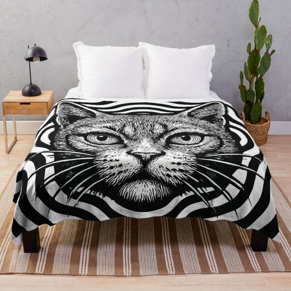 Item preview, Hypnotic Cat Optical Illusion – Black and White Trippy Cat Art designed and sold by SeoulInkSoul.