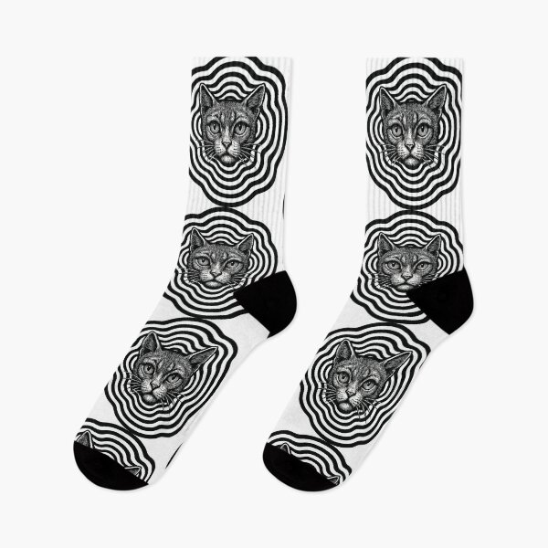 Item preview, Hypnotic Cat Optical Illusion – Black and White Trippy Cat Art designed and sold by SeoulInkSoul.