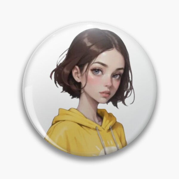 Item preview, Kawaii Anime Girl in Yellow Oversized Hoodie with Sun Logo Sticker designed and sold by TheRosyCanvas.