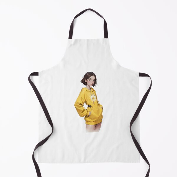 Item preview, Kawaii Anime Girl in Yellow Oversized Hoodie with Sun Logo Sticker designed and sold by TheRosyCanvas.