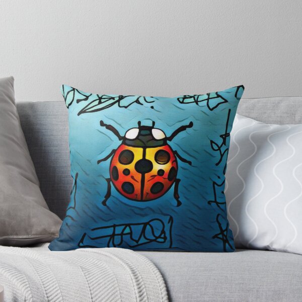 Item preview, Lady bug / graffiti art / Lady bug pillow designed and sold by AlyinWonderland.