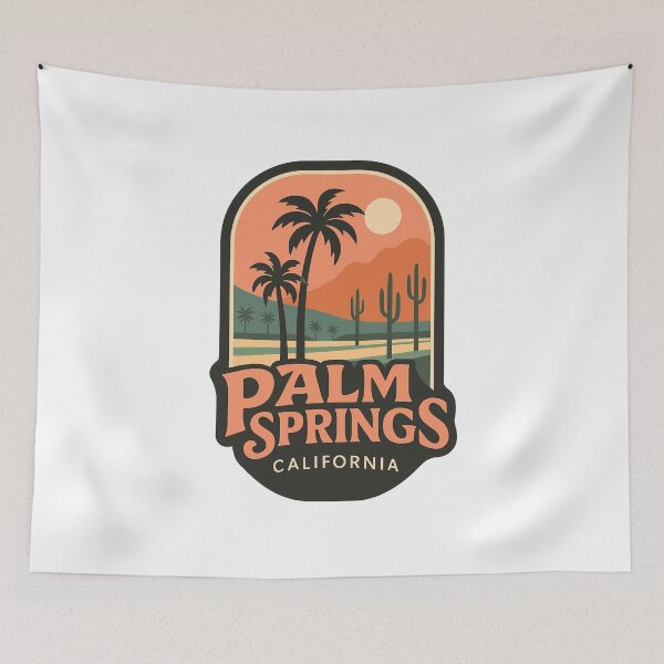 Item preview, Desert Sunset with Palms and Cacti in Palm Springs, California designed and sold by Aryabek.