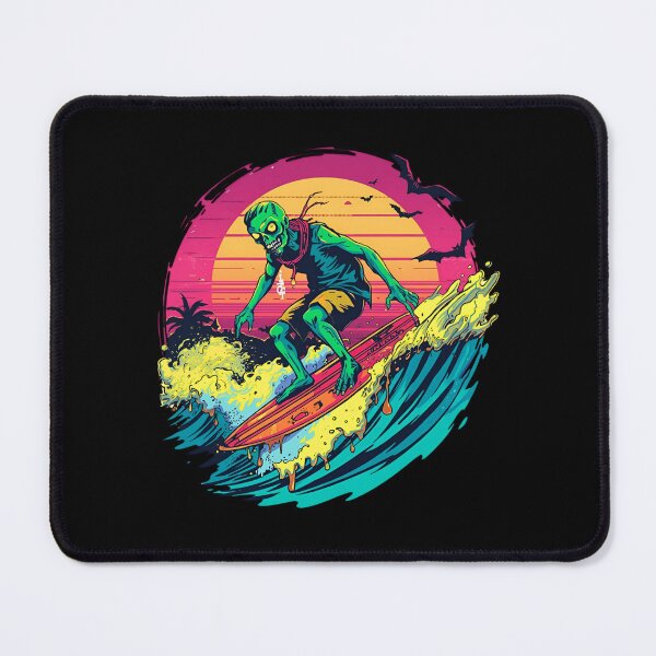 Item preview, Neon Zombie Surfer on Pumpkin Board | Halloween Summer Cartoon Art designed and sold by ColorSplash123.
