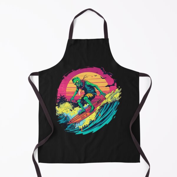 Item preview, Neon Zombie Surfer on Pumpkin Board | Halloween Summer Cartoon Art designed and sold by ColorSplash123.