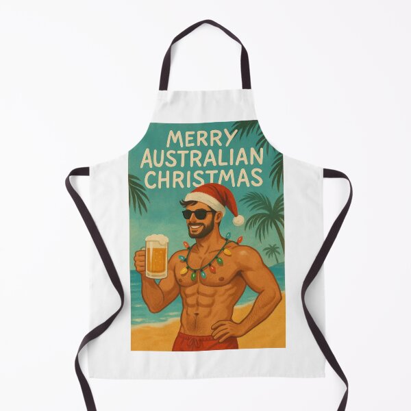 Item preview, Bearded Man with Beer and Lights – Aussie Gay Christmas Greeting designed and sold by Aryabek.