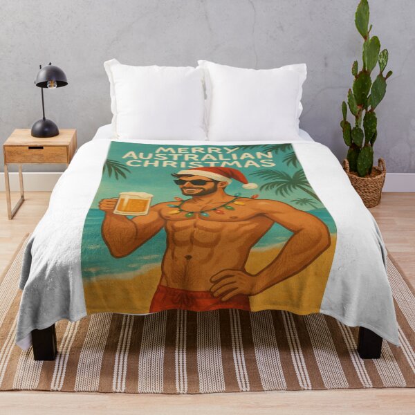Item preview, Bearded Man with Beer and Lights – Aussie Gay Christmas Greeting designed and sold by Aryabek.