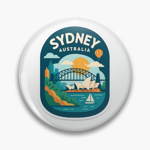 Item preview, Colorful Sydney Badge with Harbour Bridge and Opera House designed and sold by Aryabek.