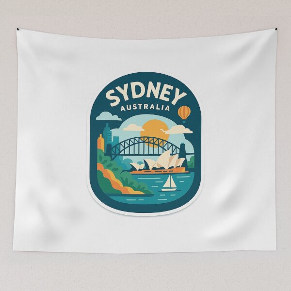 Item preview, Colorful Sydney Badge with Harbour Bridge and Opera House designed and sold by Aryabek.