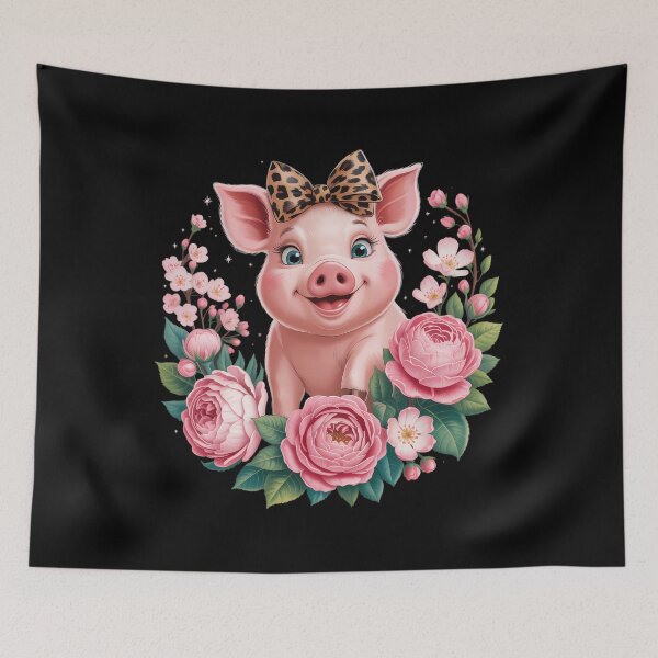 Item preview, Pig With Leopard Headband Flower Cute Pig Lover designed and sold by Sunset4Bones.