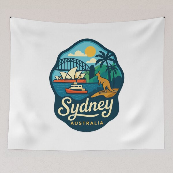 Item preview, Sydney Harbour View with Kangaroo, Bridge, and Opera House designed and sold by Aryabek.