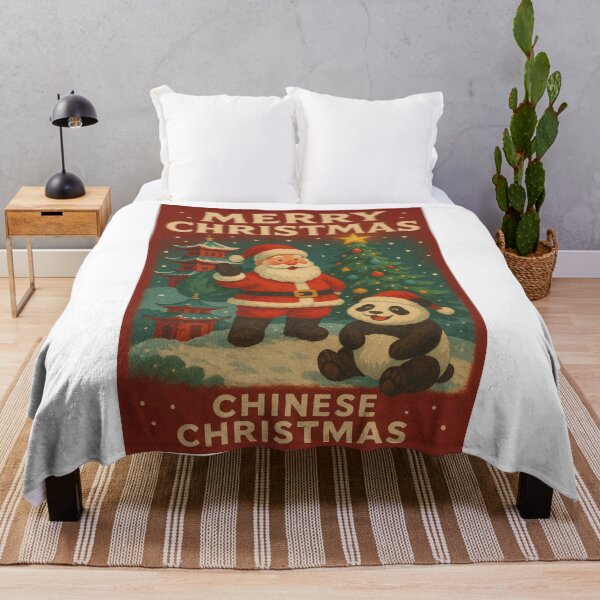 Item preview, Chinese Christmas Card with Santa and Panda Under Snowfall designed and sold by Aryabek.