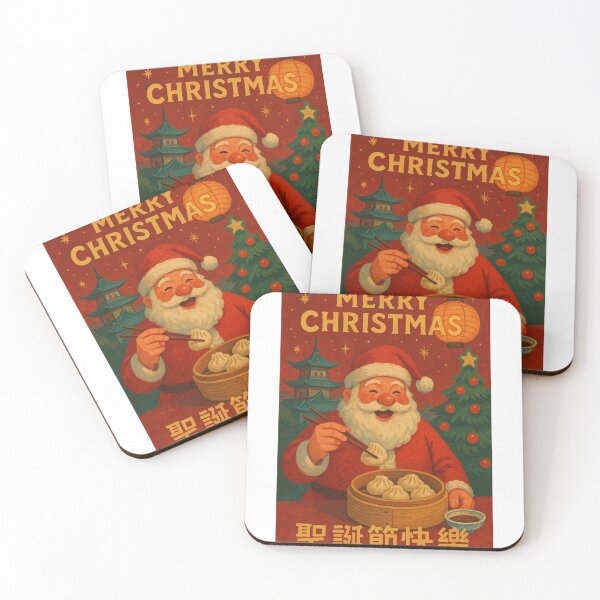 Item preview, Santa Eating Dumplings in China – Festive Asian Holiday Card designed and sold by Aryabek.