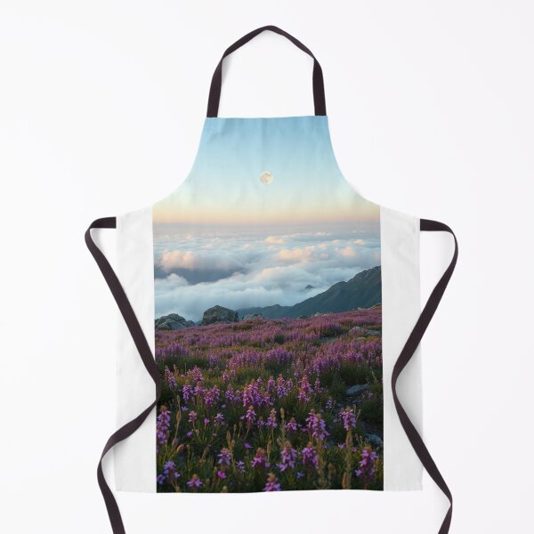 Item preview, Alpine Bloom at Dawn | Purple Flowers Under a Hanging Moon designed and sold by Jade Ado.