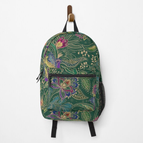 Item preview, Jewel toned floral paisley on emerald green background designed and sold by bala-sabina.