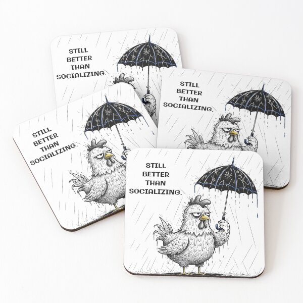 Item preview, Grumpy Chicken with Umbrella – “Still Better Than Socializing” designed and sold by GrumpyCrudly.