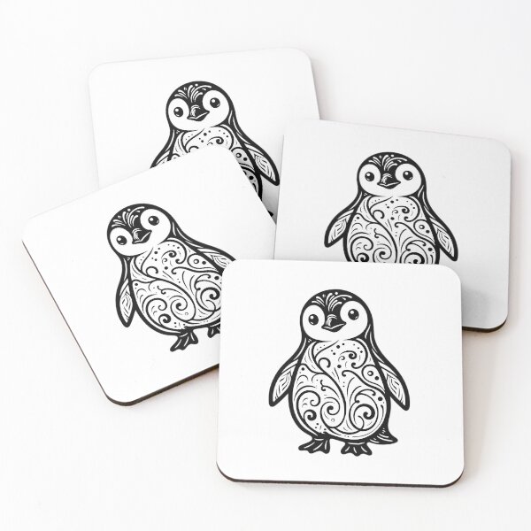 Item preview, Whimsical Penguin Illustration with Swirls designed and sold by Kruti Collection.