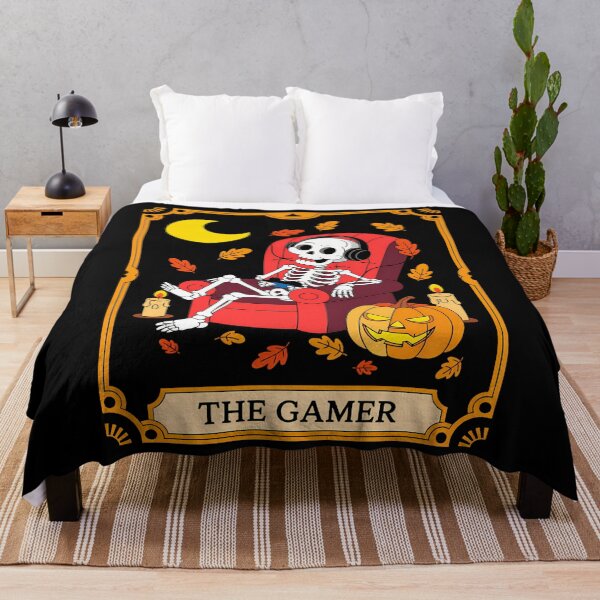 Aperçu de l'œuvre Carte de tarot pour gamer Squelette Halloween Gaming créée et vendue par DoorwayThreads.