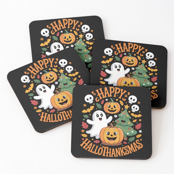 Item preview, Happy Hallothanksmas Halloween Thanksgiving Christmas designed and sold by DoorwayThreads.