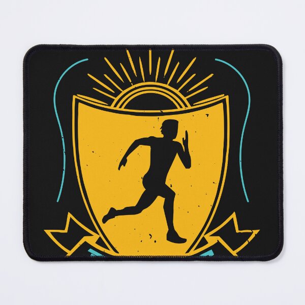 Item preview, Teal and gold distressed crest with sunburst and a person in motion; text reads “All Truly Great Thoughts—Thoughts Are Conceived While Walking” on a black background. designed and sold by DavidMay.