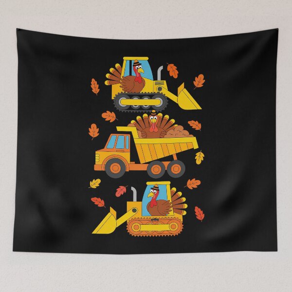 Item preview, Thanksgiving Construction Trucks Fall designed and sold by WalshDrawnLaugh.