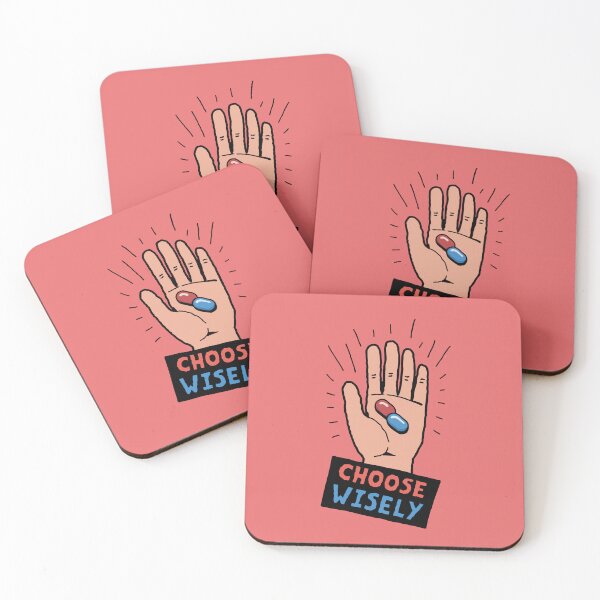 Item preview, Choose Wisely Red Pill Blue Hand Decision Philosophy Pop Art designed and sold by charlypicazo.