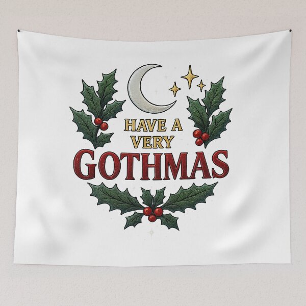 Item preview, Goth Christmas Gothmas Moon Holly Design designed and sold by ZetaDream.