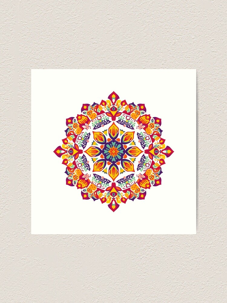 Thumbnail 1 of 3, Art Print, Colorful Rangoli designed and sold by Affiliora.