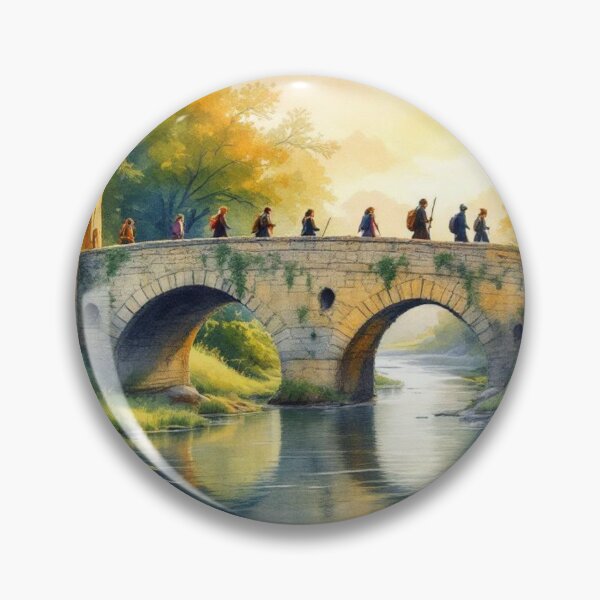 Item preview, Pilgrims crossing a medieval bridge (Way of Saint James) designed and sold by jefboutique6150.
