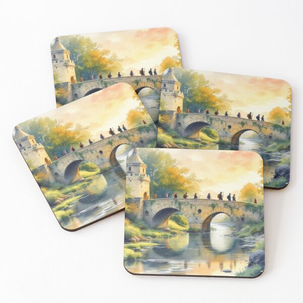 Item preview, Pilgrims crossing a medieval bridge (Way of Saint James) designed and sold by jefboutique6150.