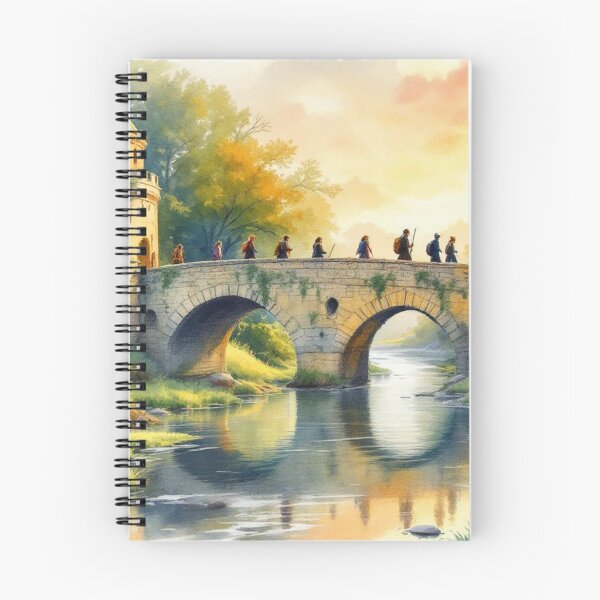 Item preview, Pilgrims crossing a medieval bridge (Way of Saint James) designed and sold by jefboutique6150.