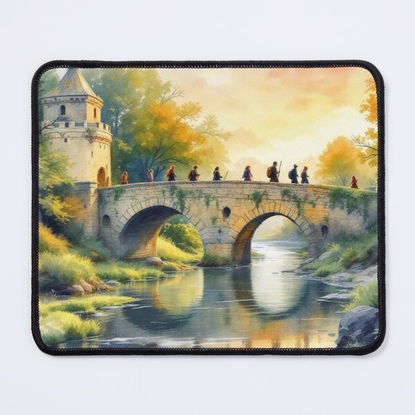 Item preview, Pilgrims crossing a medieval bridge (Way of Saint James) designed and sold by jefboutique6150.