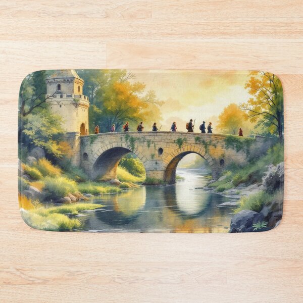 Item preview, Pilgrims crossing a medieval bridge (Way of Saint James) designed and sold by jefboutique6150.