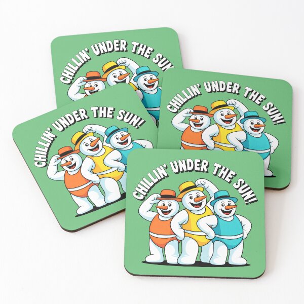 Item preview, Ironic Summer Scene with Happy Snowmen in Swimsuits designed and sold by SplashTastic.