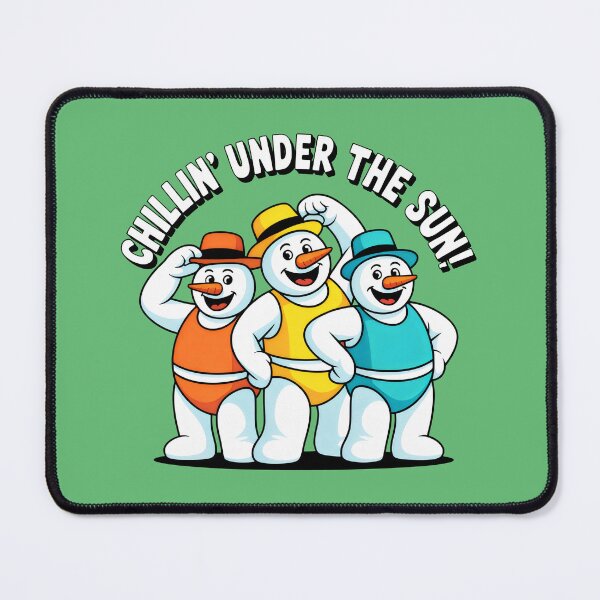 Item preview, Ironic Summer Scene with Happy Snowmen in Swimsuits designed and sold by SplashTastic.